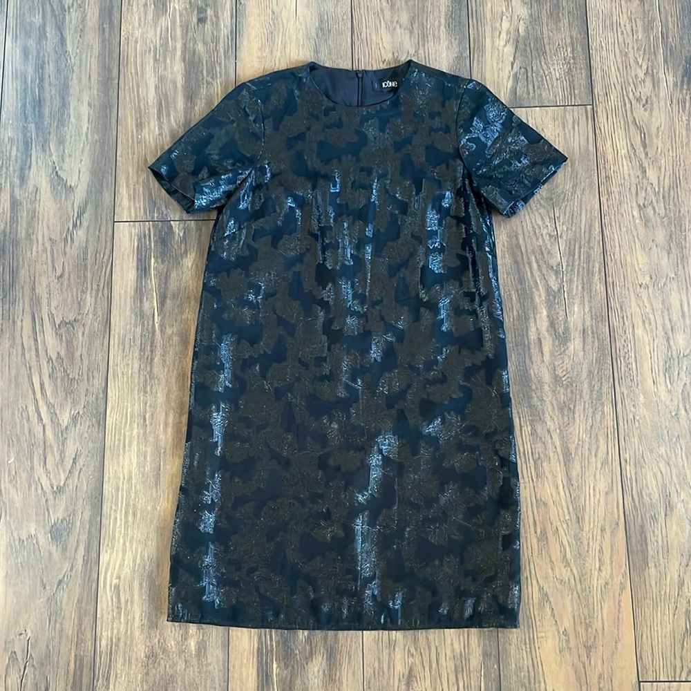 Icōne Shimmery Black Shift Dress